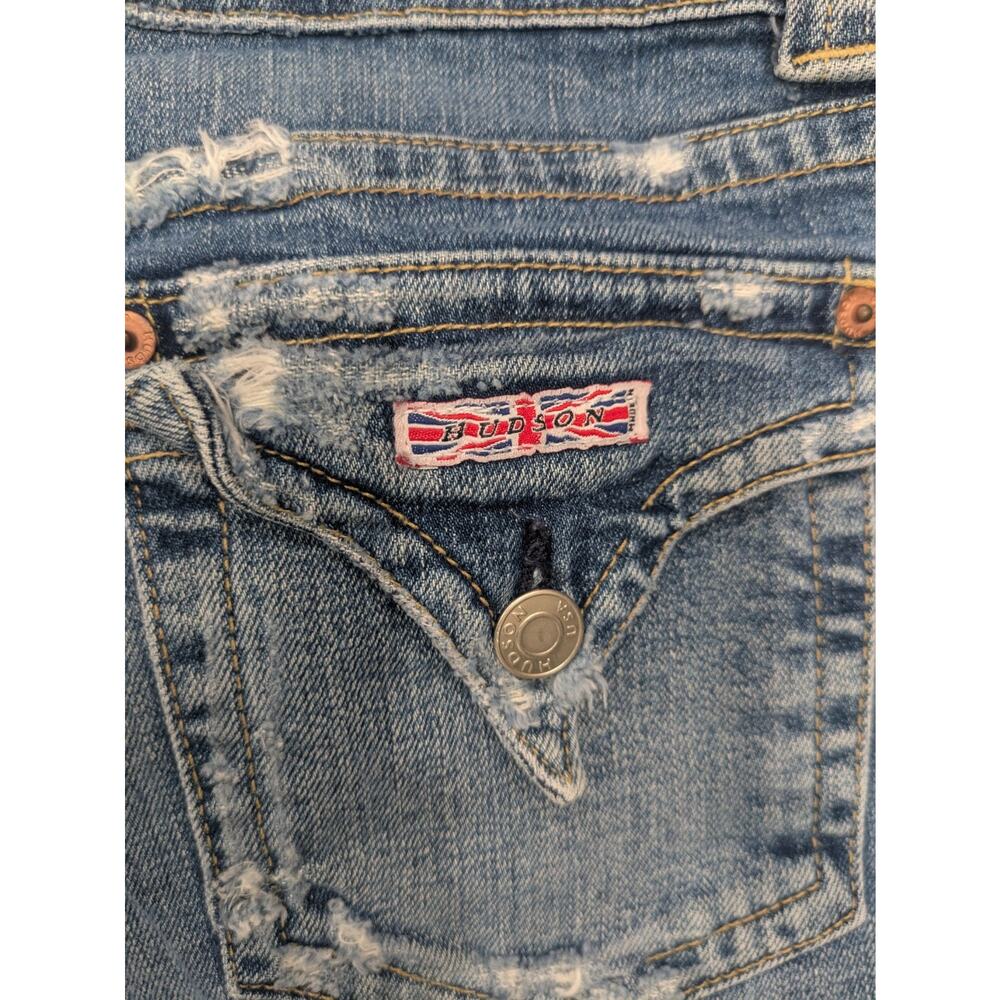 Hudson Beth Baby Bootcut Distressed Jeans Flap Pocket Union Jack LogoLong 31/33 - Picture 6 of 11